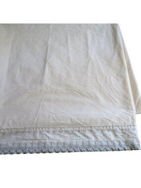 Vintage King Size Martex Beige Flat Sheet Gray Embroidered Edge Percale USA Made